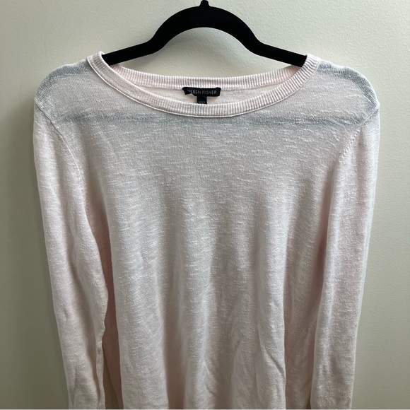 Eileen Fisher Organic Linen Cotton Top in Pink Medium Sweater Shirt - Picture 2 of 11